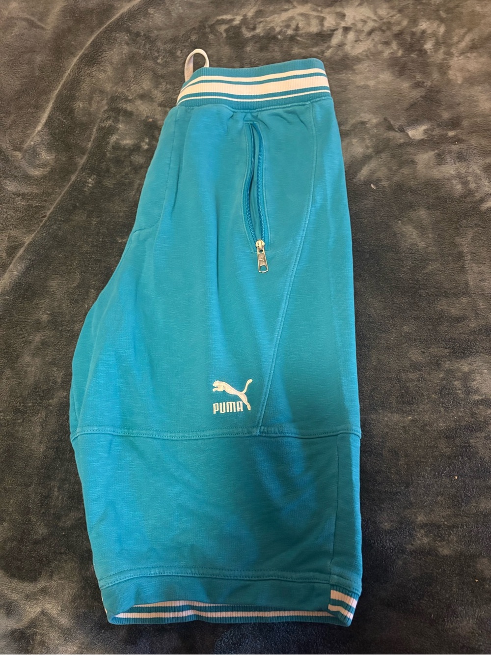 Puma Teal Blue Men’s Jogger Shorts with Zipper Pocket